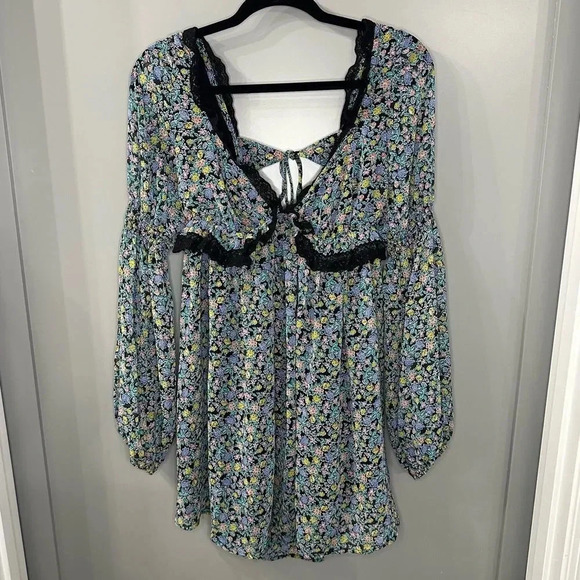 Free People Pennie Babydoll Mini Dress Floral Flowy Dress Size Small - Picture 3 of 8